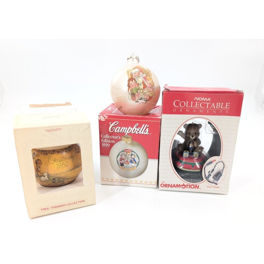Vintage Lot of 3 Campbells Noma Hallmark Keepsake Christmas Ornaments 1980's